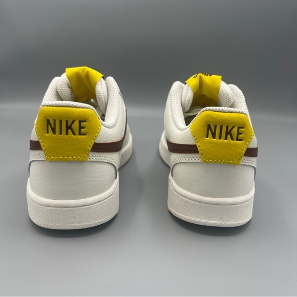 Chic and Comfortable: Nike Women's Court Vision Low - Sail/Yellow/Brown Size 7.5 - Picture 8 of 14